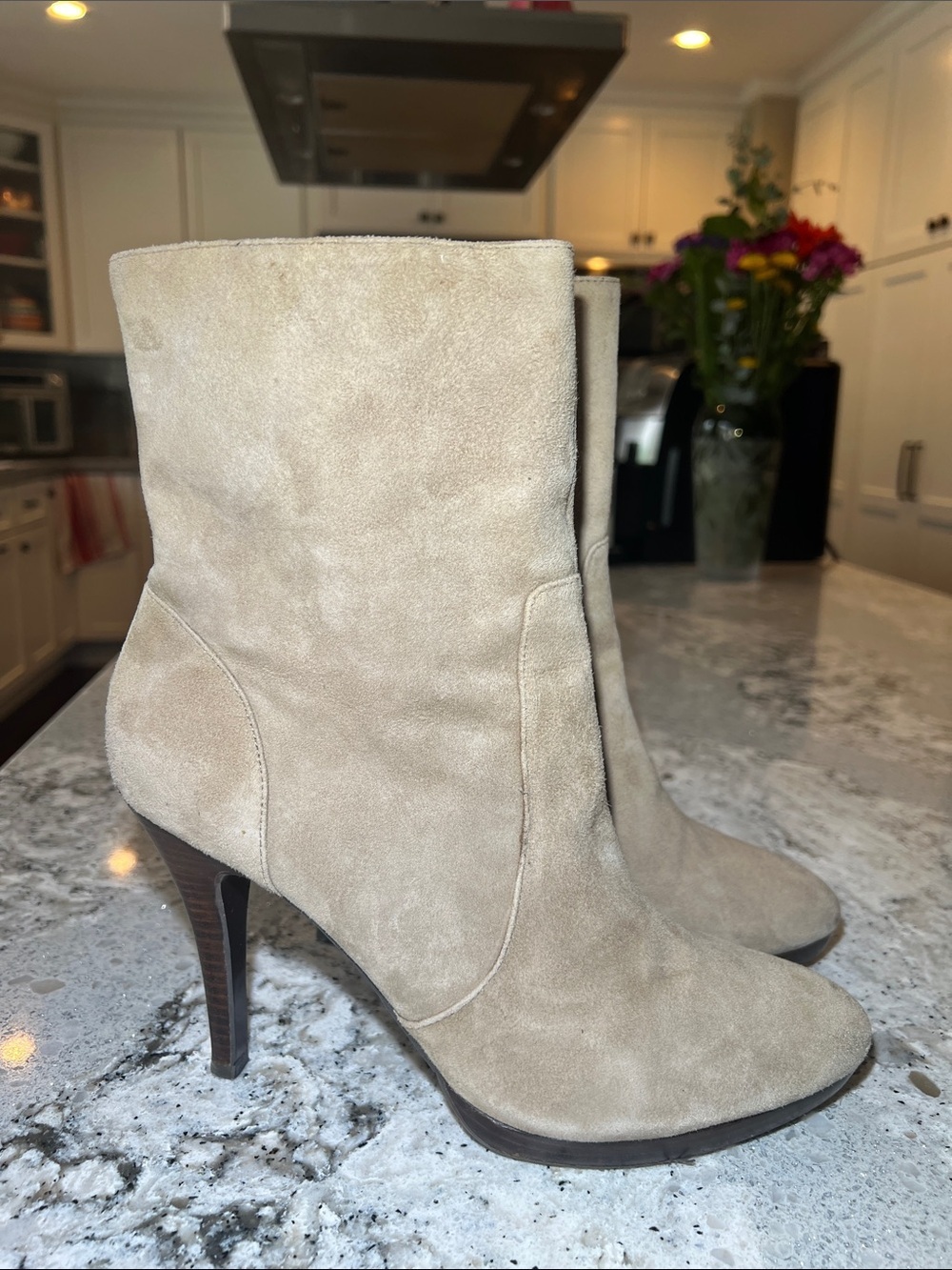 Banana Republic Size 9 Taupe Suede Mid Calf Stiletto Boots NWMF